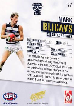 2013 Select Prime AFL #77 Mark Blicavs Back